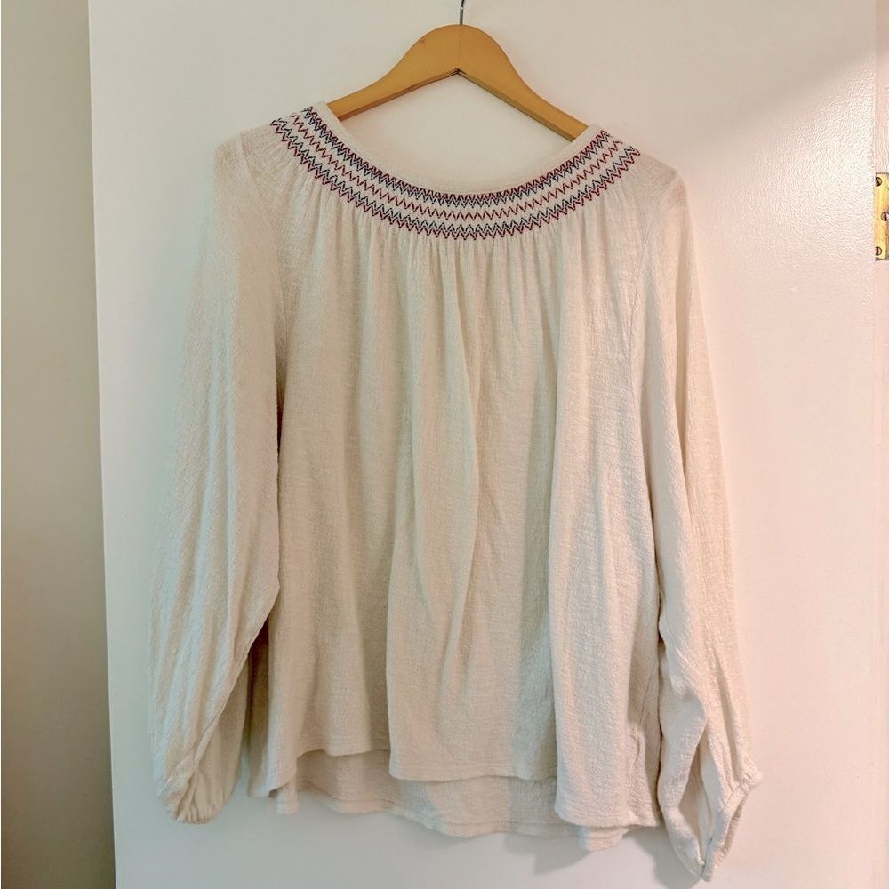 Madewell cropped, blouse. Falls mid-hip. 3/4 sleeve length Size XL